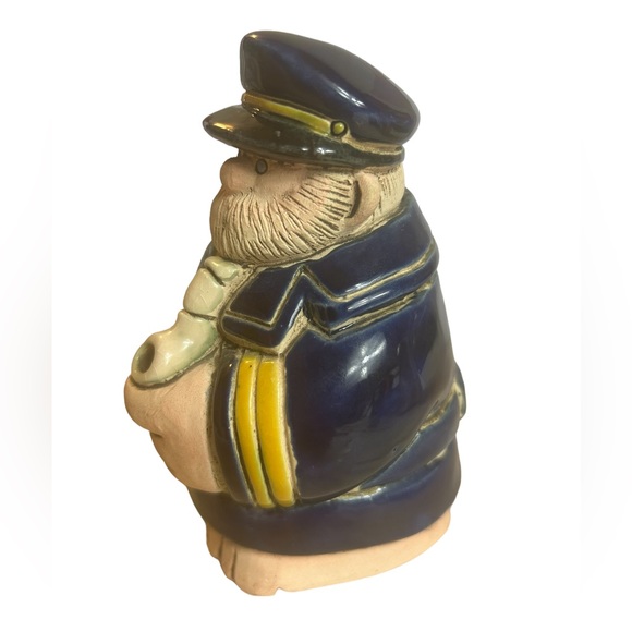 Vintage Navy Boat Captain Figurine Clay Art Nautical Pottery Signed Launa 70s - Picture 6 of 10